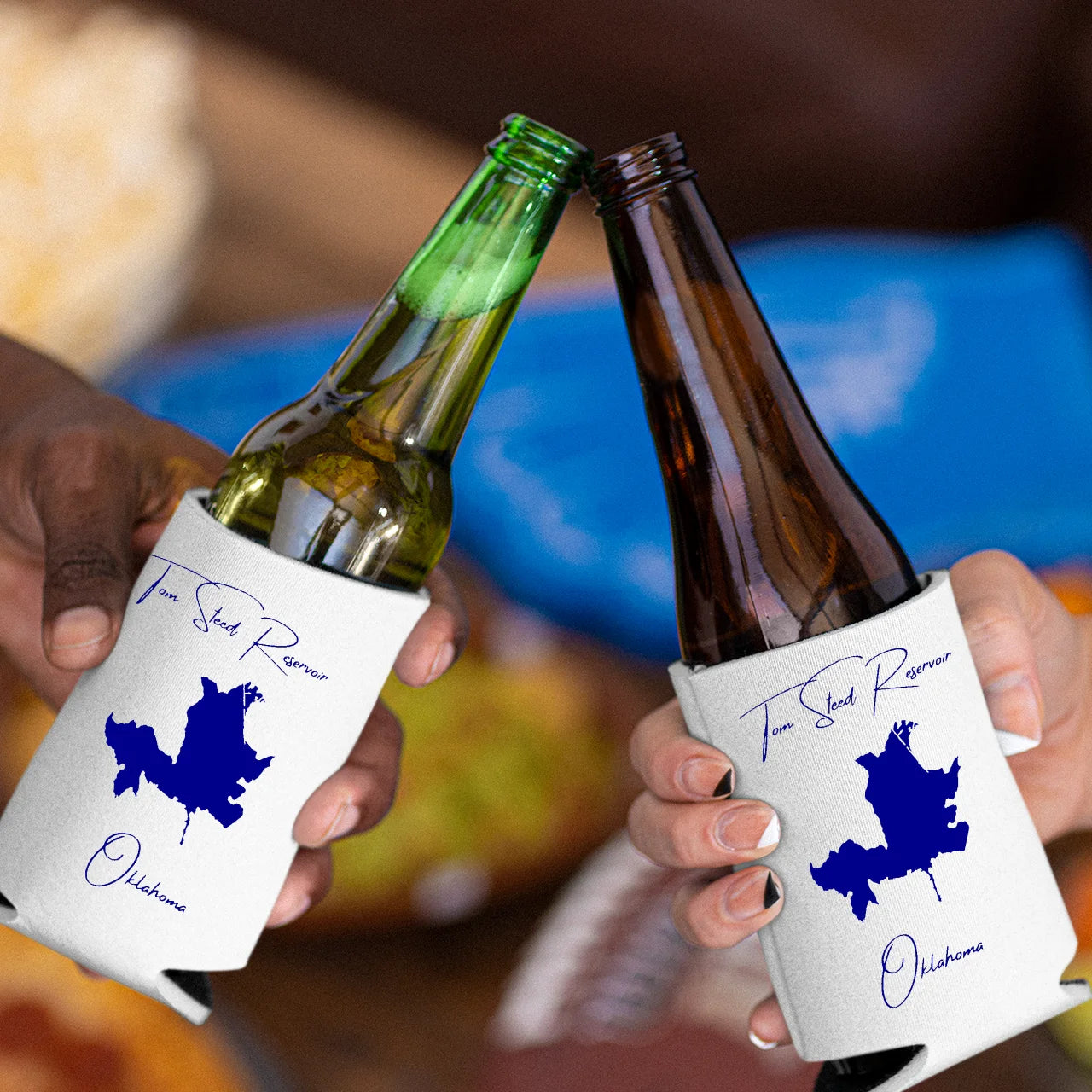 lifestyle image of Tom Steed Reservoir Oklahoma Can Koozie