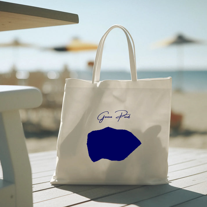 lifestyle image of Geneva Pond Rhode Island Tote Bag