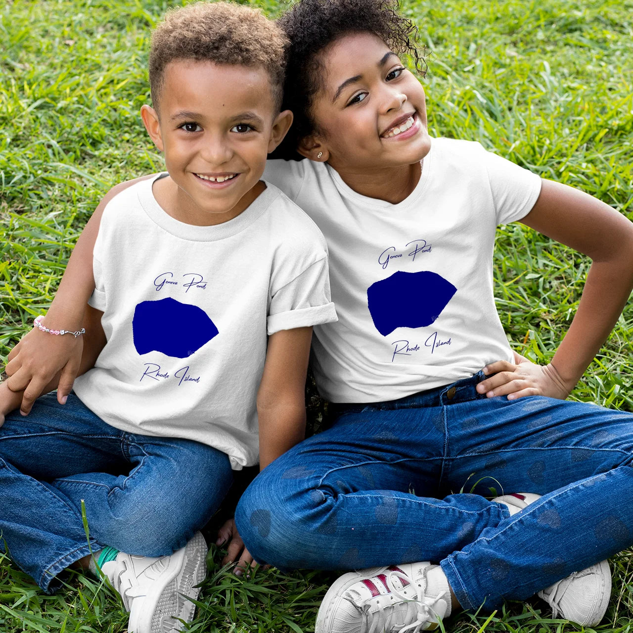 lifestyle image of Geneva Pond Rhode Island Youth T-shirt