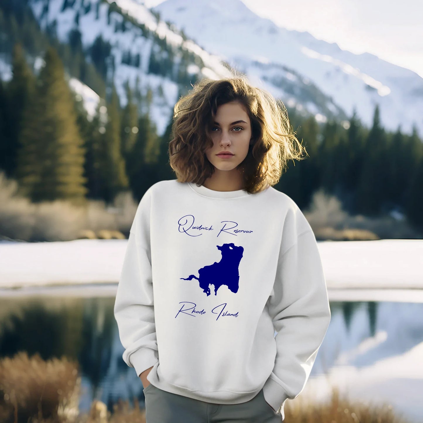 lifestyle image of Quidnick Reservoir Rhode Island Sweatshirt