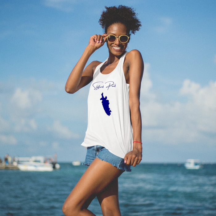 lifestyle image of Stafford Pond Rhode Island Racerback-Tank