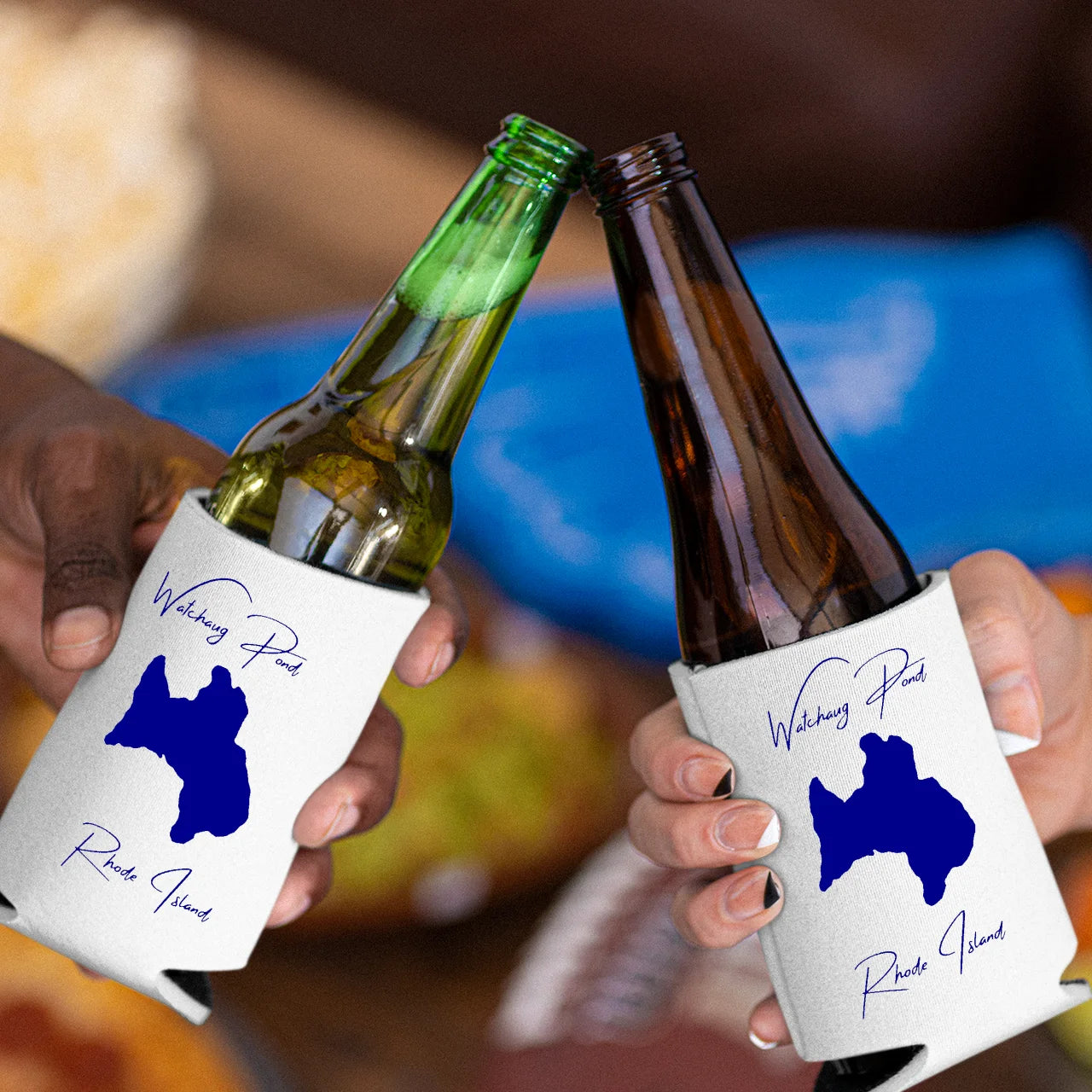 lifestyle image of Watchaug Pond Rhode Island Can Koozie