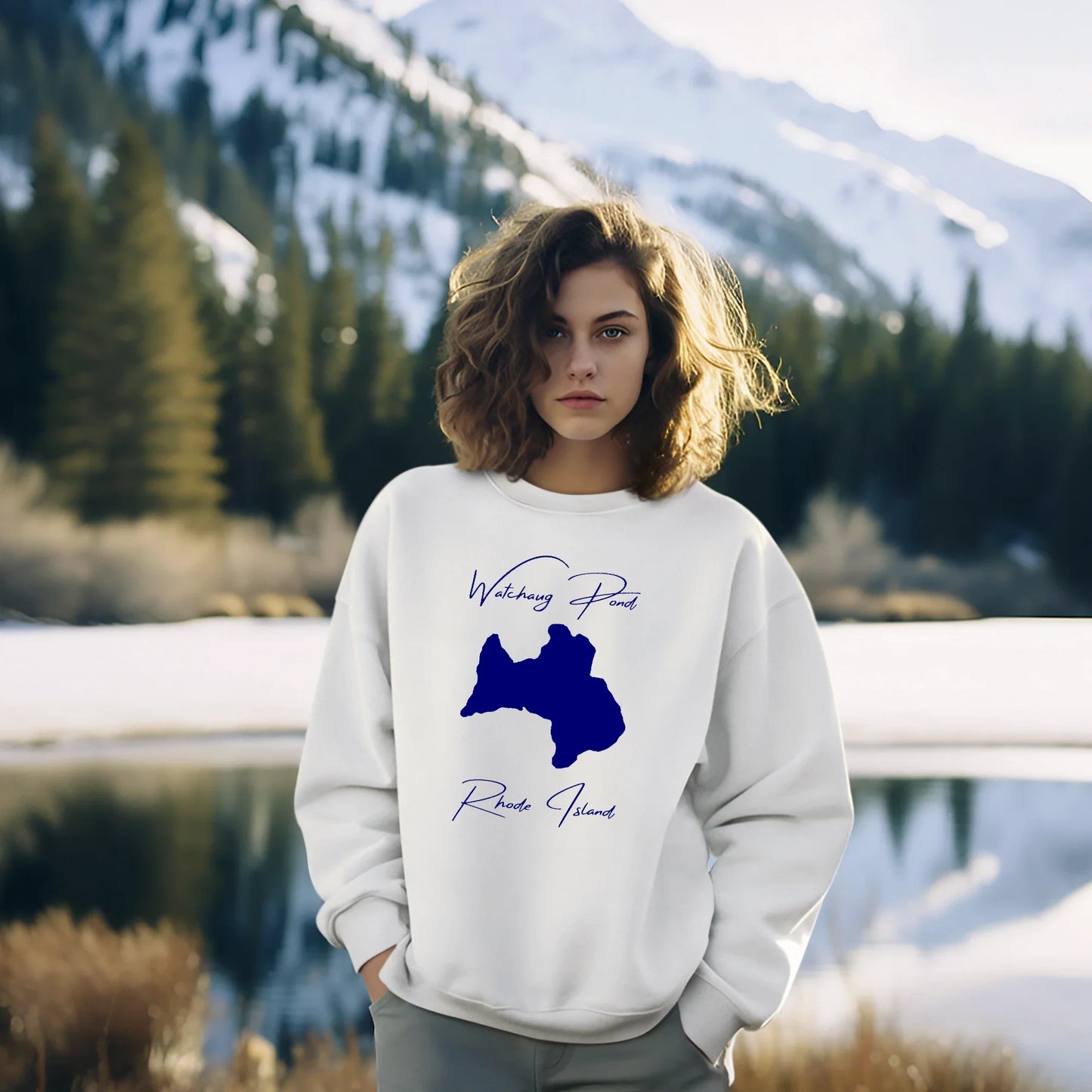 lifestyle image of Watchaug Pond Rhode Island Sweatshirt