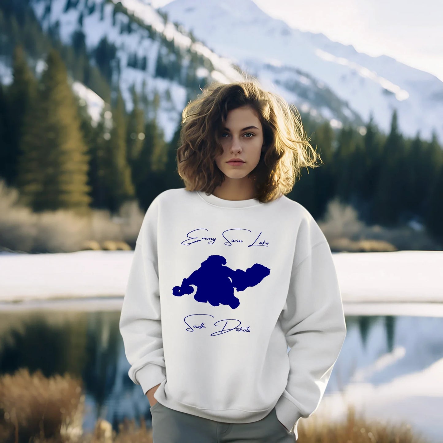 lifestyle image of Enemy Swim Lake South Dakota Sweatshirt
