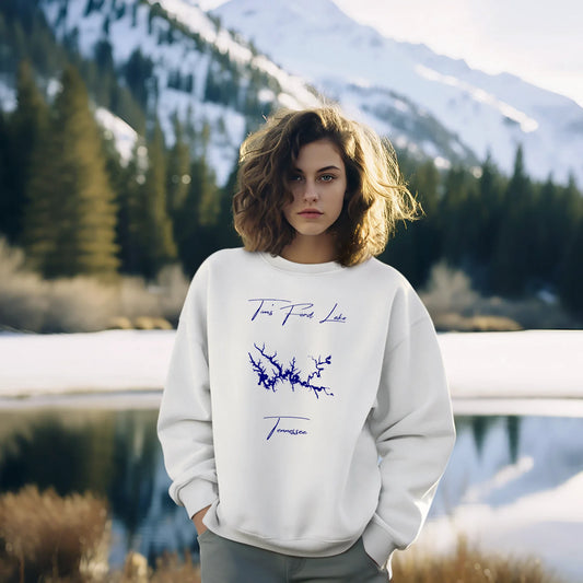 lifestyle image of Tim's Ford Lake Tennessee Sweatshirt