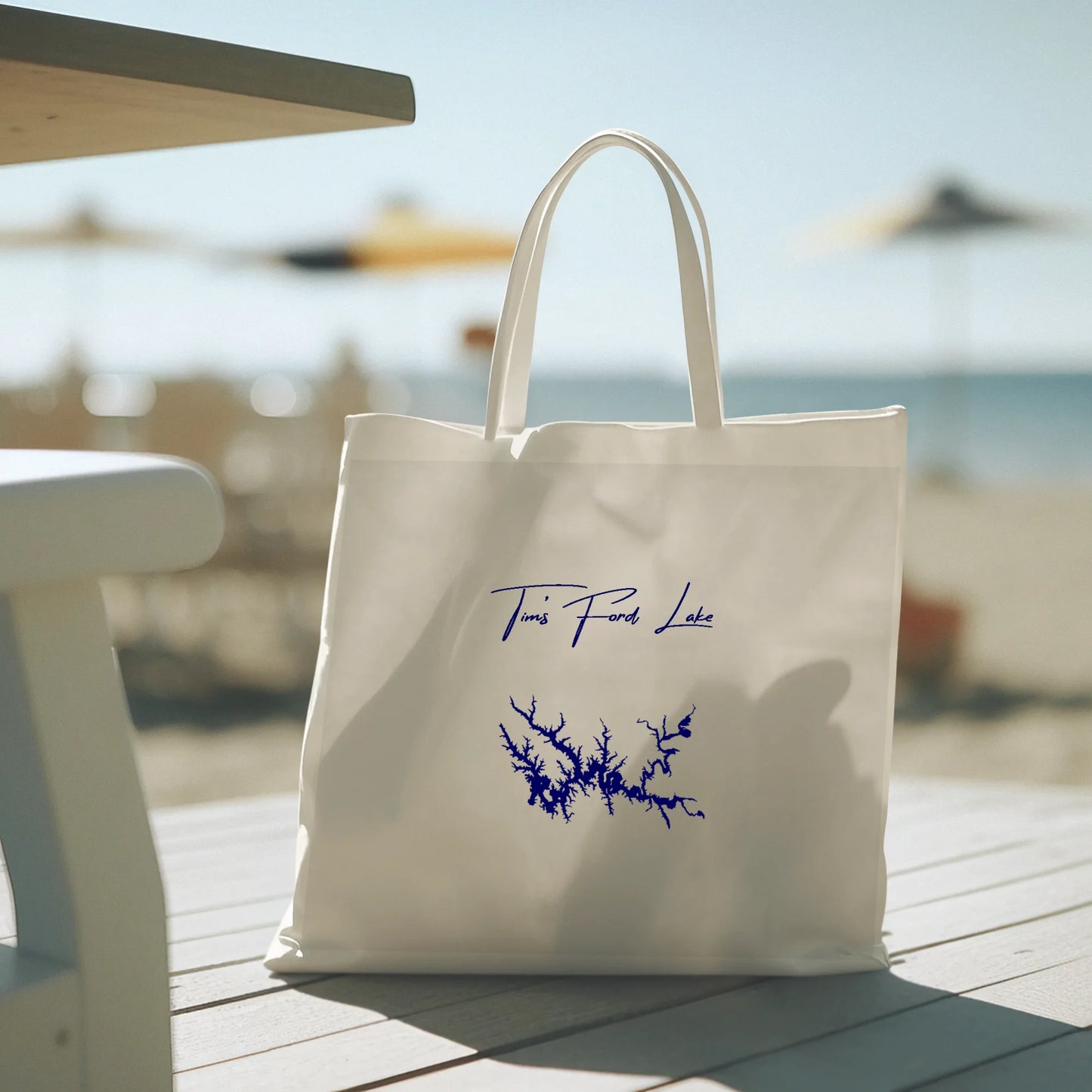 lifestyle image of Tim's Ford Lake Tennessee Tote Bag