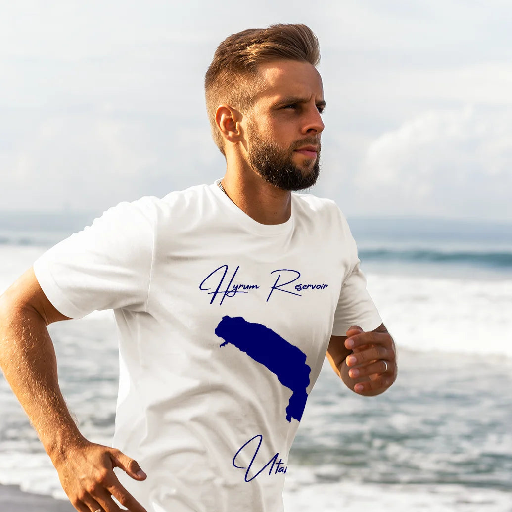 lifestyle image of Hyrum Reservoir Utah T-shirt