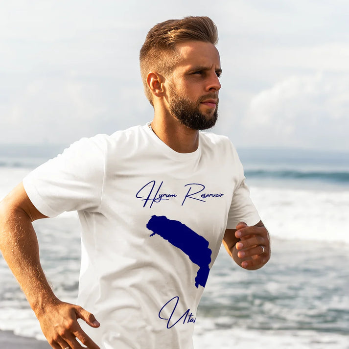 lifestyle image of Hyrum Reservoir Utah T-shirt