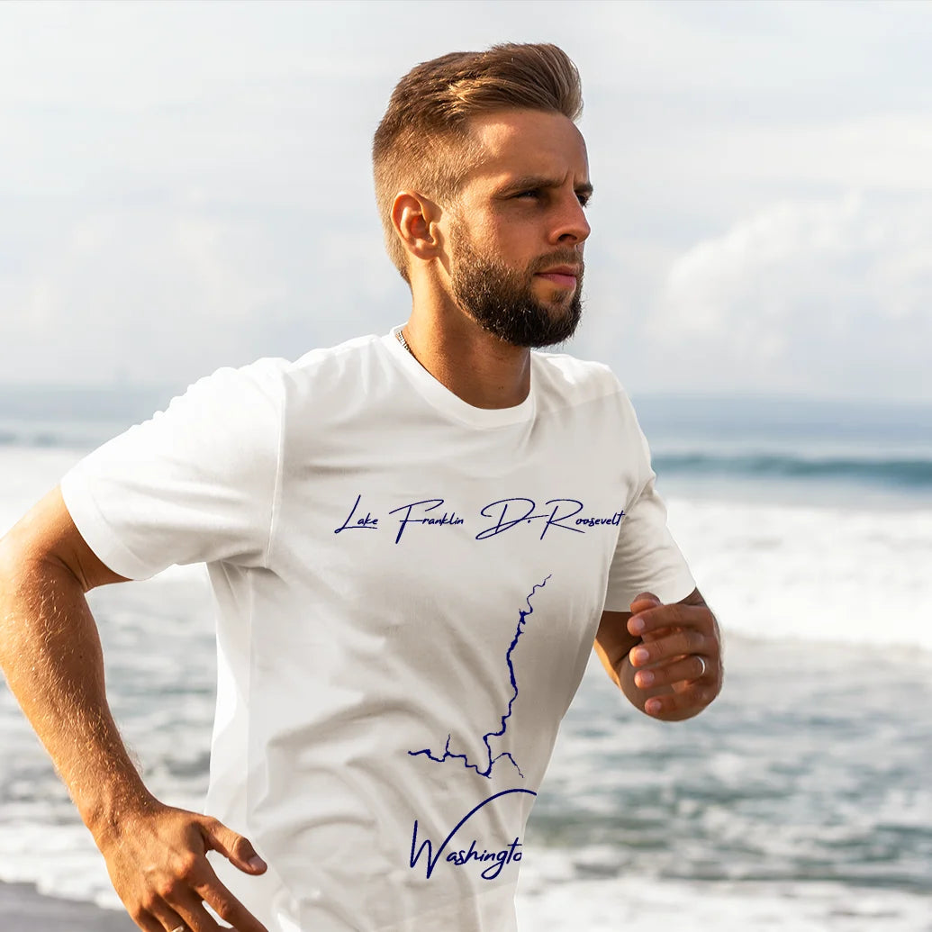 lifestyle image of Lake Franklin D. Roosevelt Washington T-shirt