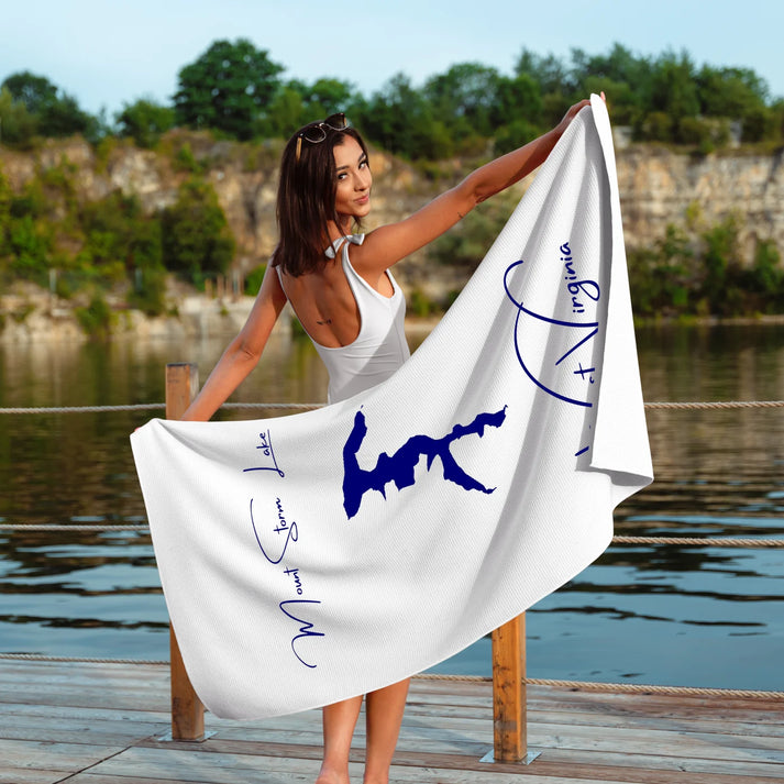 lifestyle image of Mount Storm Lake West Virginia Beach Towel