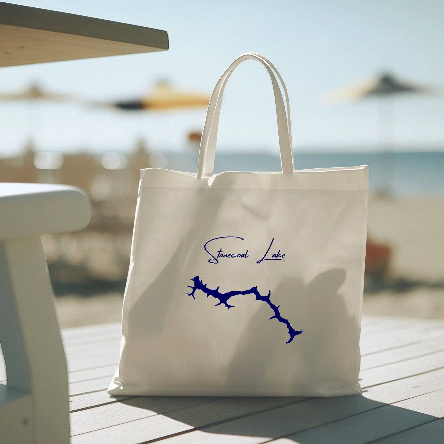 lifestyle image of Stonecoal Lake West Virginia Tote Bag