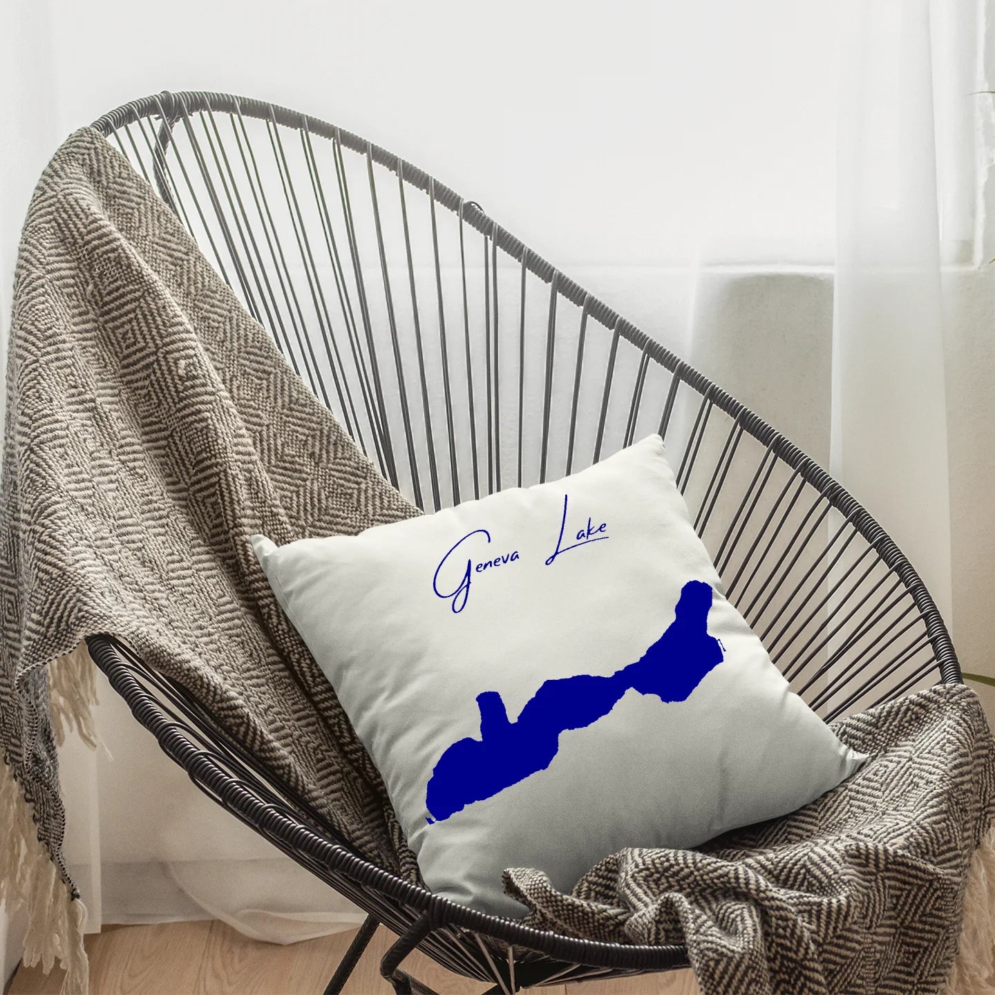lifestyle image of Geneva Lake Wisconsin Pillow