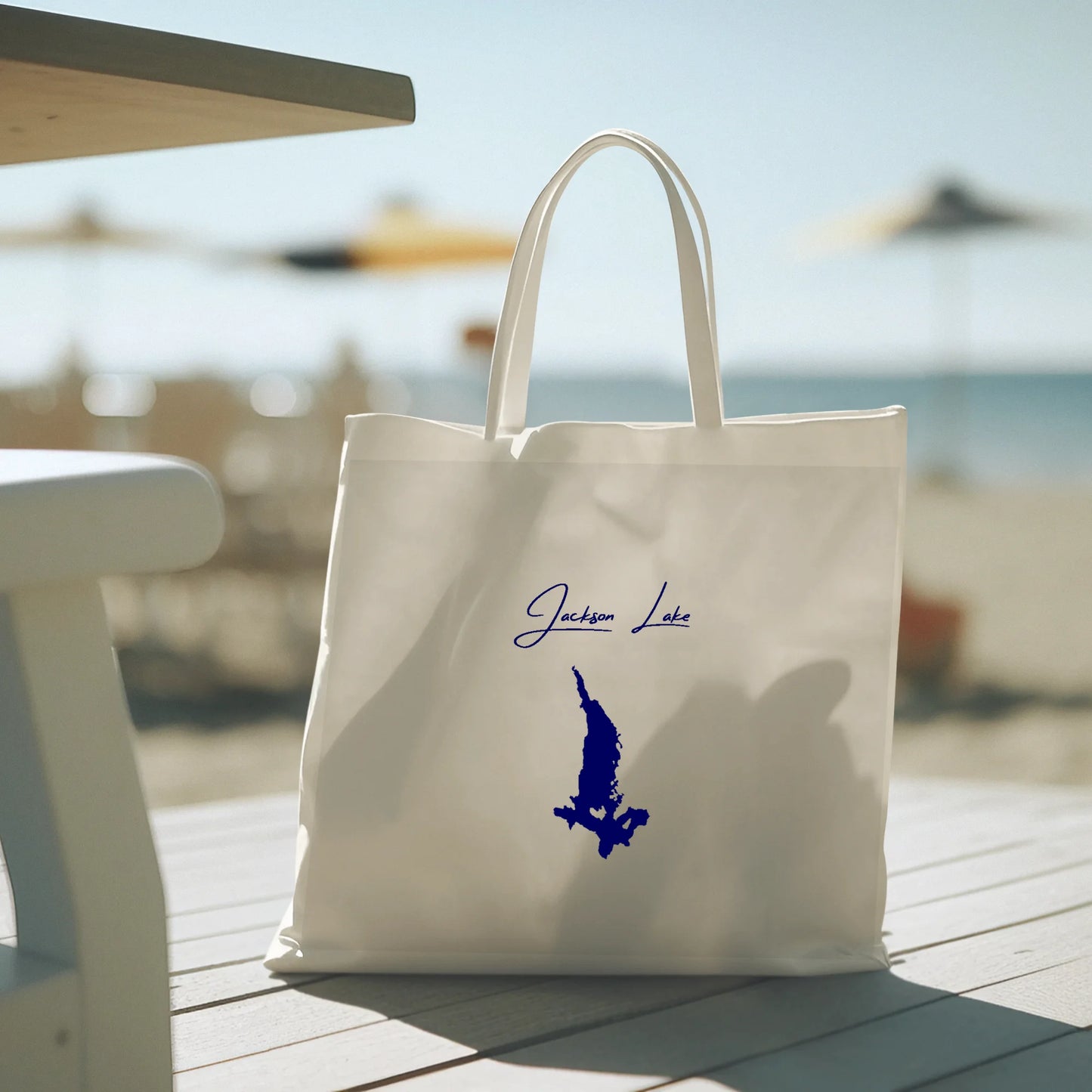 lifestyle image of Jackson Lake Wyoming Tote Bag