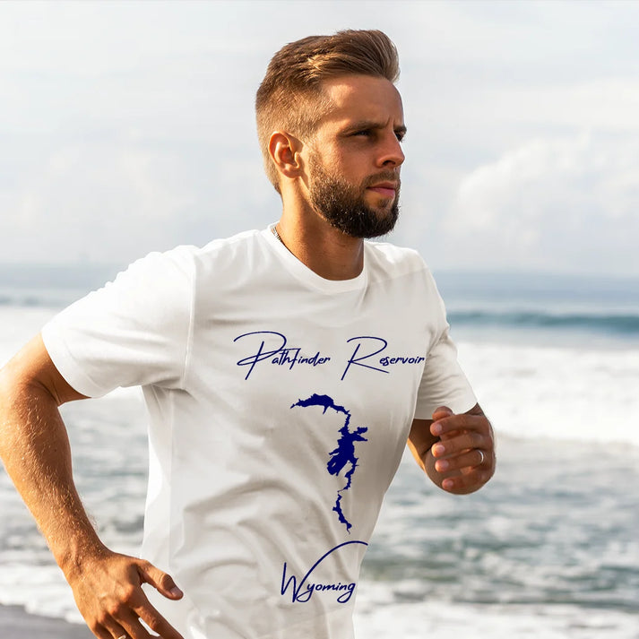 lifestyle image of Pathfinder Reservoir Wyoming T-shirt